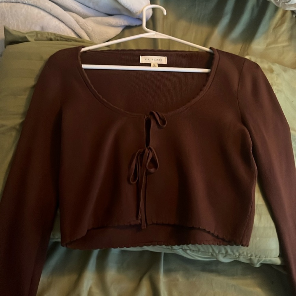 brown crop top cover up